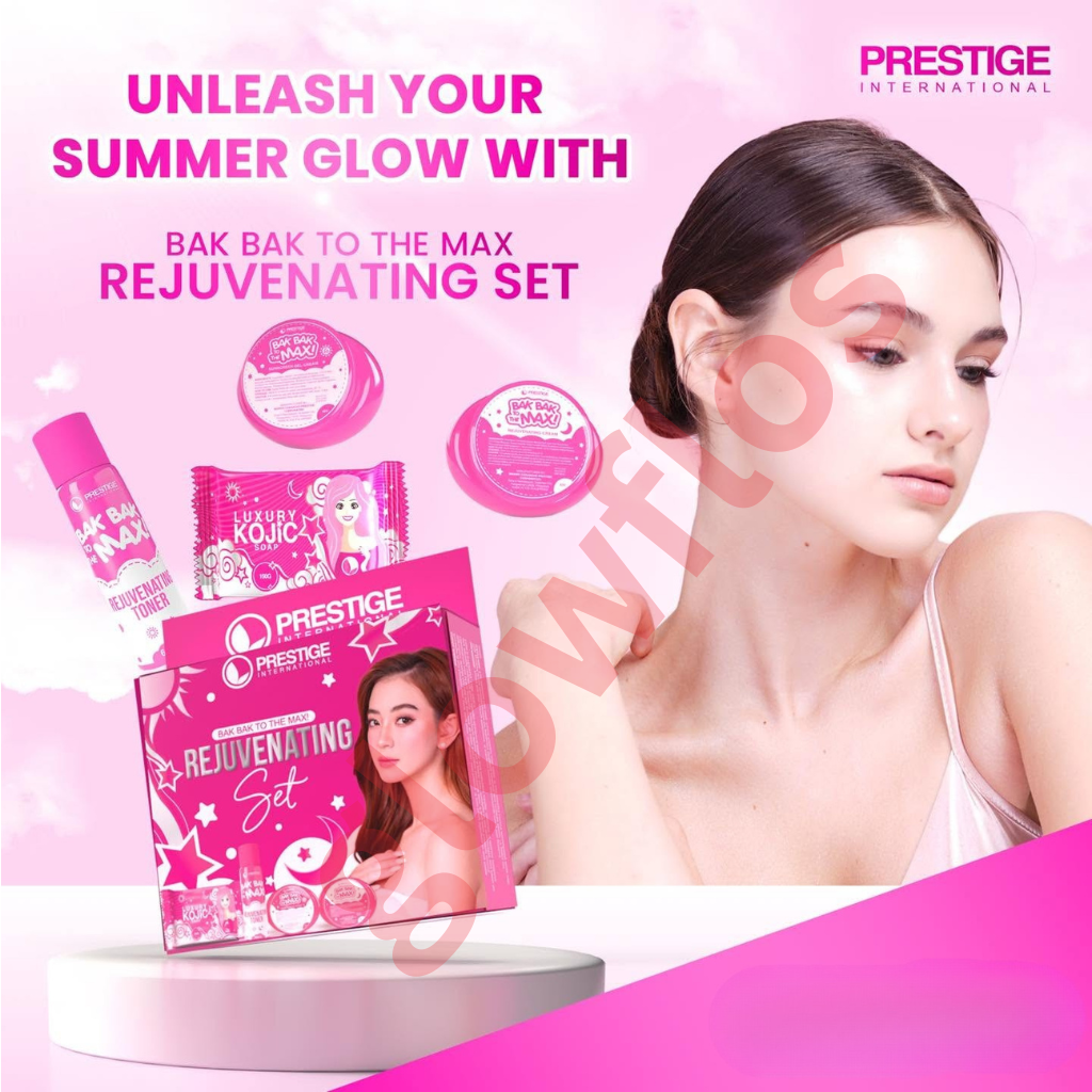 Authentic Prestige International Rejuvenating Facial Set 4-in-1 Skincare Kit with Kojic Soap Toner Night Cream and Sunscreen SPF 30 for Acne Treatment Dark Spots and Glass Skin