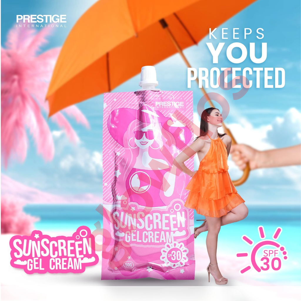 Authentic Prestige International Sunscreen Gel Cream SPF 30 Broad Spectrum Facial Sunblock for UVA UVB Protection Non Greasy Hydration and Flawless Glass Skin