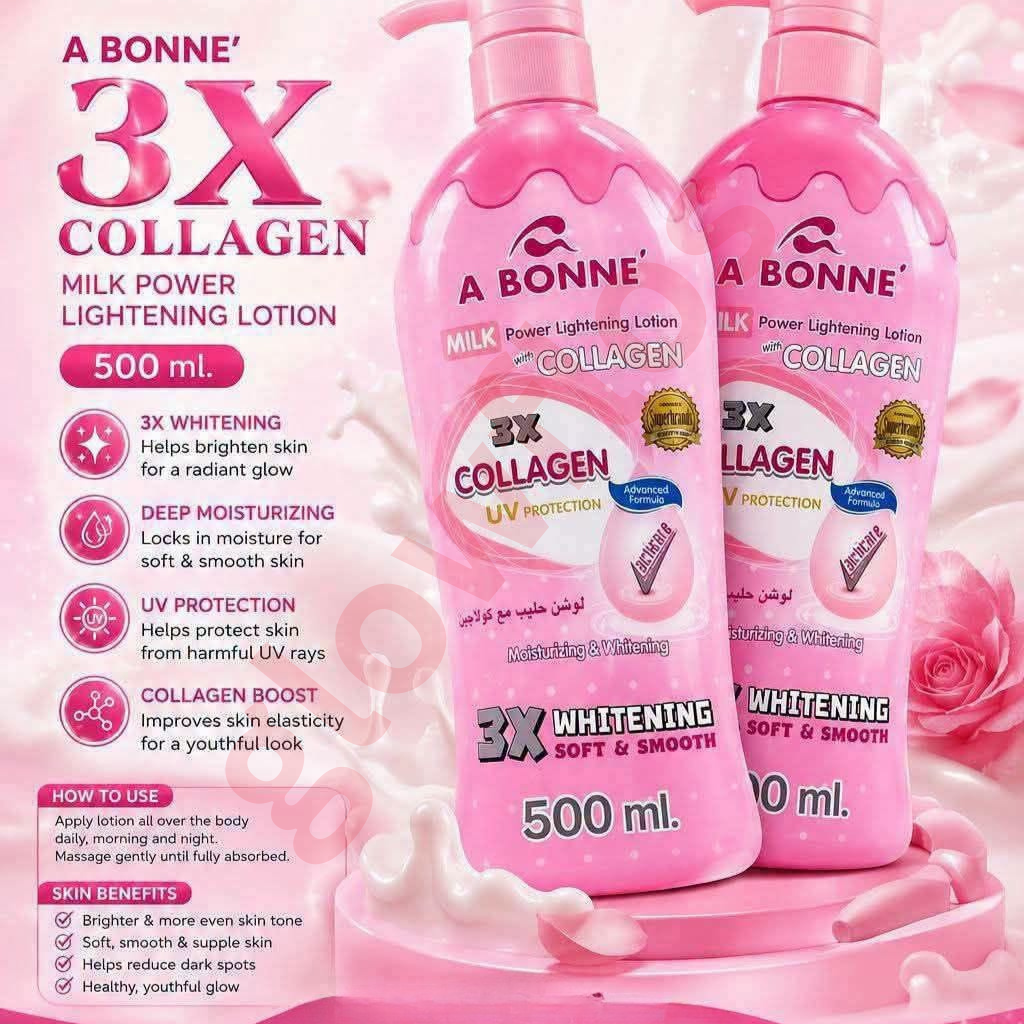 Silky smooth white milk lotion texture of A BONNE Collagen lotion being applied to skin