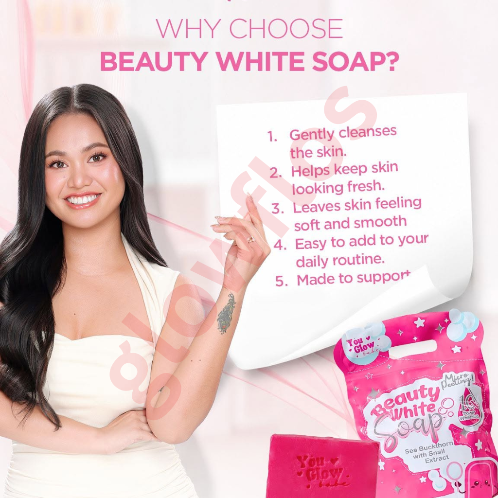Authentic You Glow Babe Beauty White Soap Glutathione Kojic Acid and Alpha Arbutin Cleansing Bar for High Potency Full Body Whitening Acne Treatment Dark Spot Correction and Radiant Glass Skin