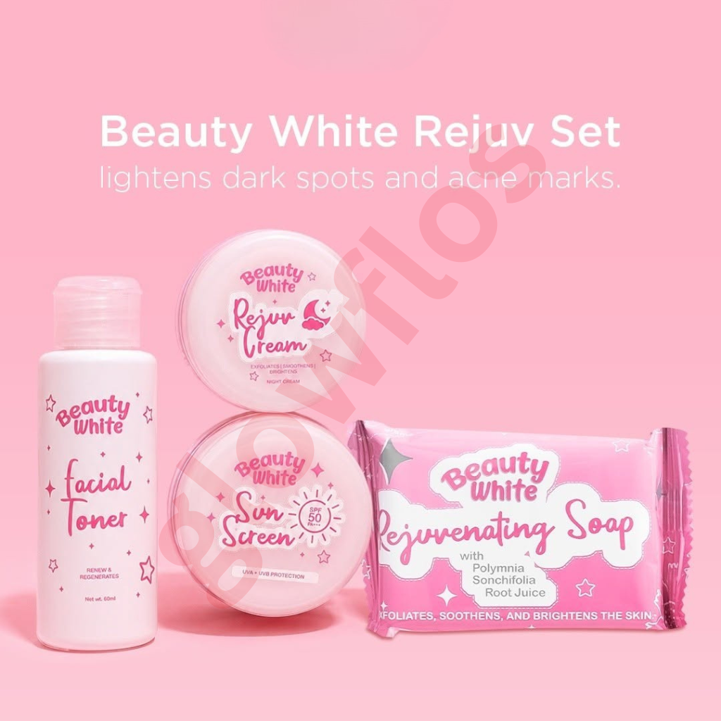Authentic You Glow Babe Beauty White Rejuvenating Set 4-in-1 Intensive Skincare Kit with Kojic Soap Toner Night Repair Cream and Sunblock SPF 45 for Advanced Acne Treatment Dark Spot Peeling and Flawless Glass Skin