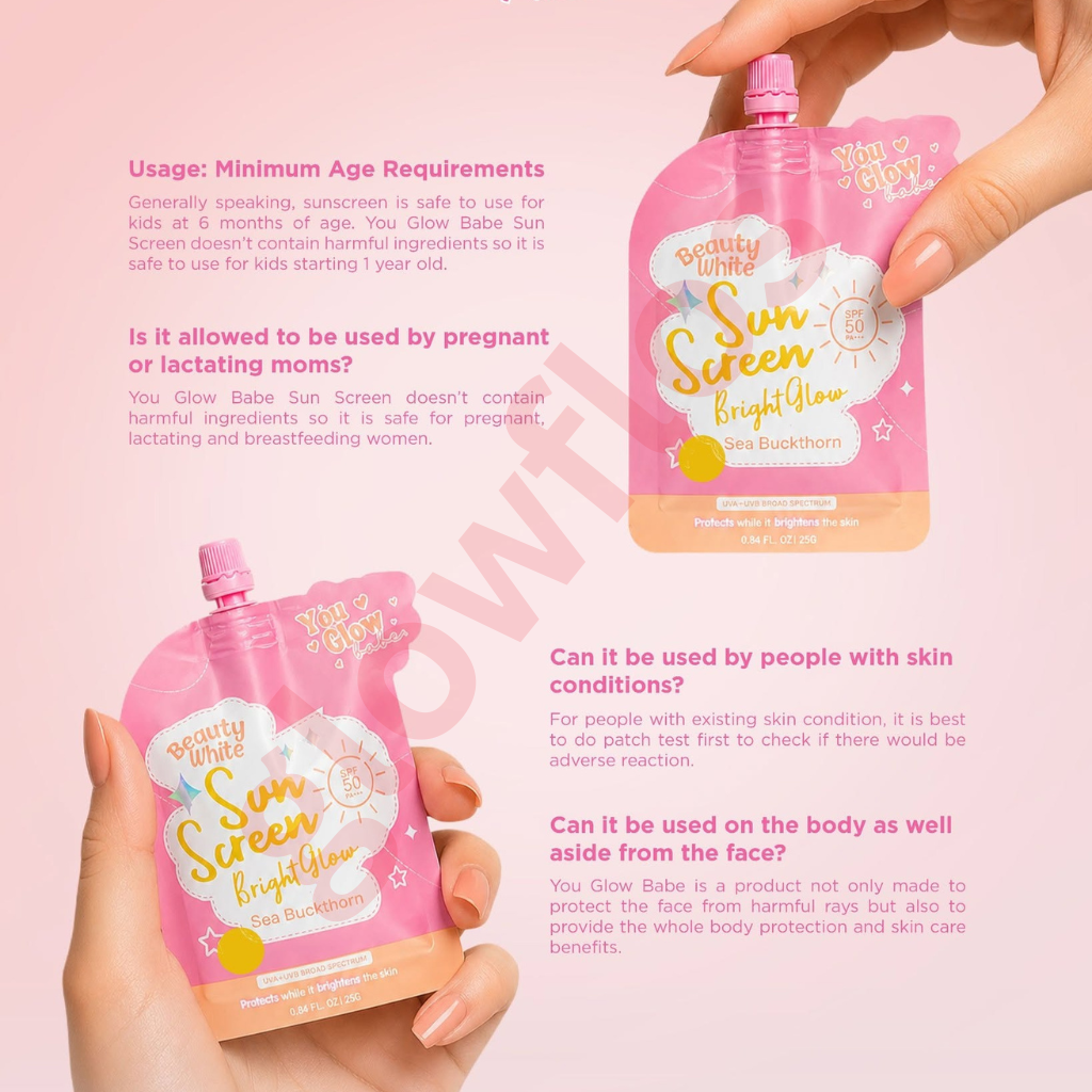 Authentic You Glow Babe Beauty White Sunscreen SPF 50 PA+++ Broad Spectrum Facial Sunblock with Glutathione and Niacinamide for UVA UVB Protection Skin Whitening Weightless Hydration and Non Greasy Glass Skin Finish