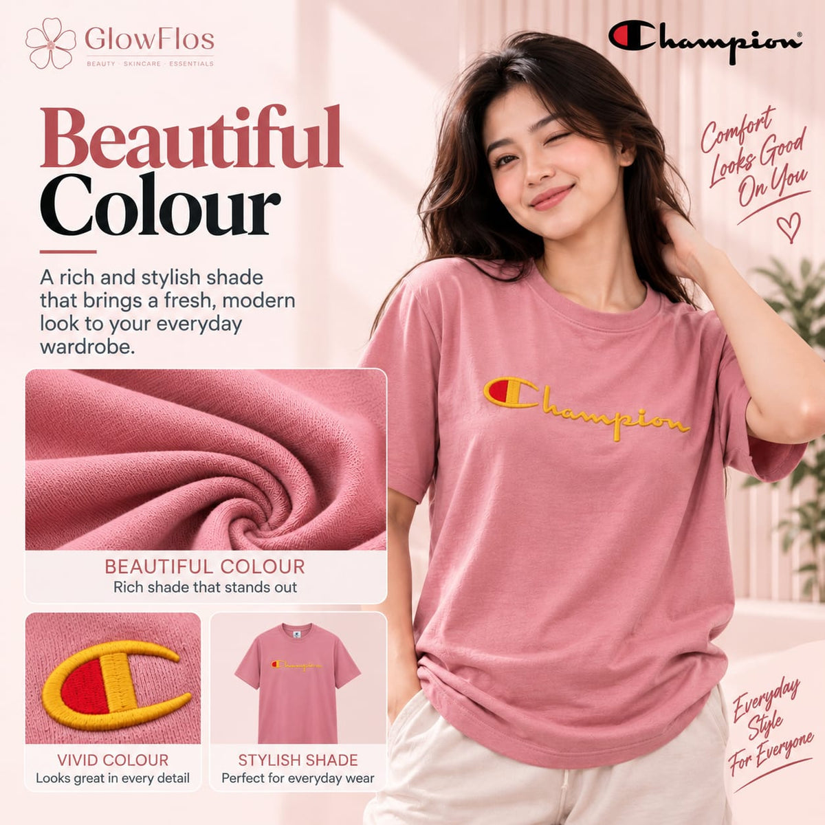 Champion Classic Script Logo Casual T-Shirt