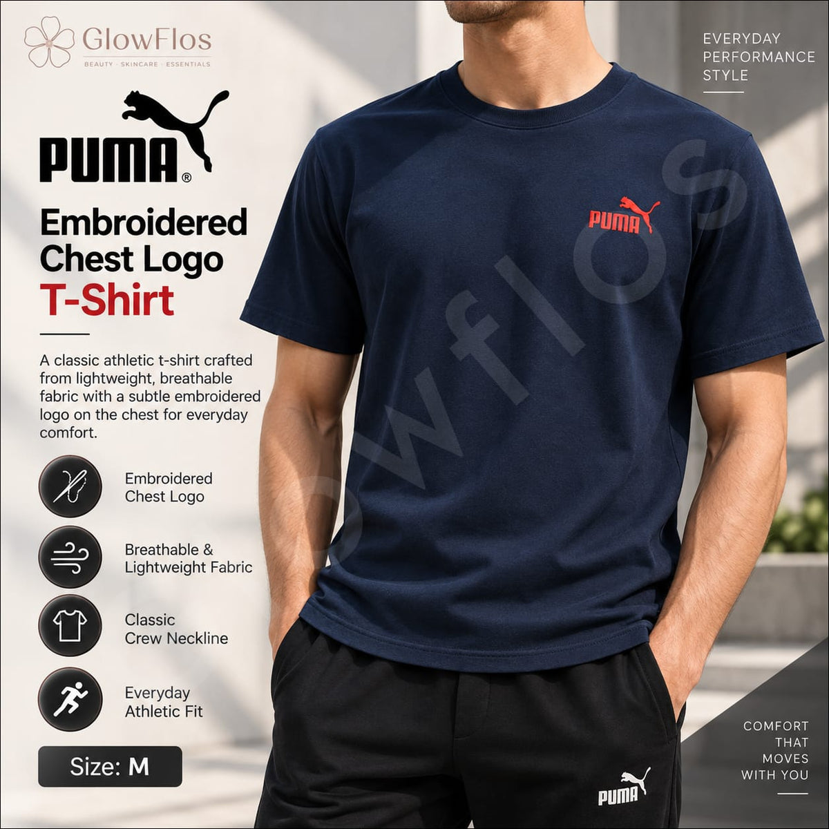 Puma Embroidered Chest Logo Athletic T-Shirt