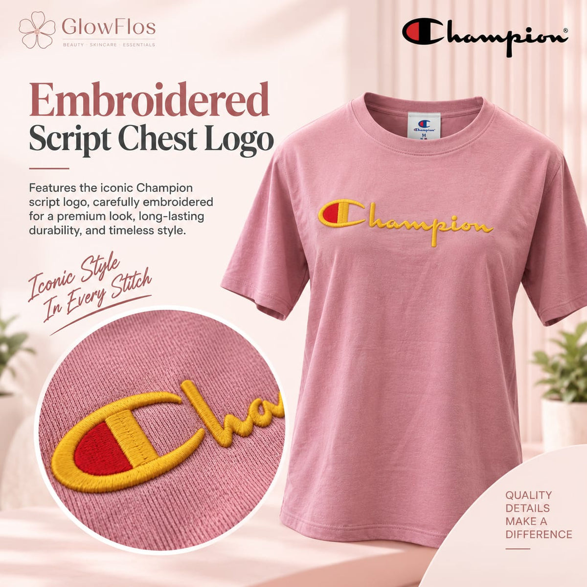 Champion Classic Script Logo Casual T-Shirt