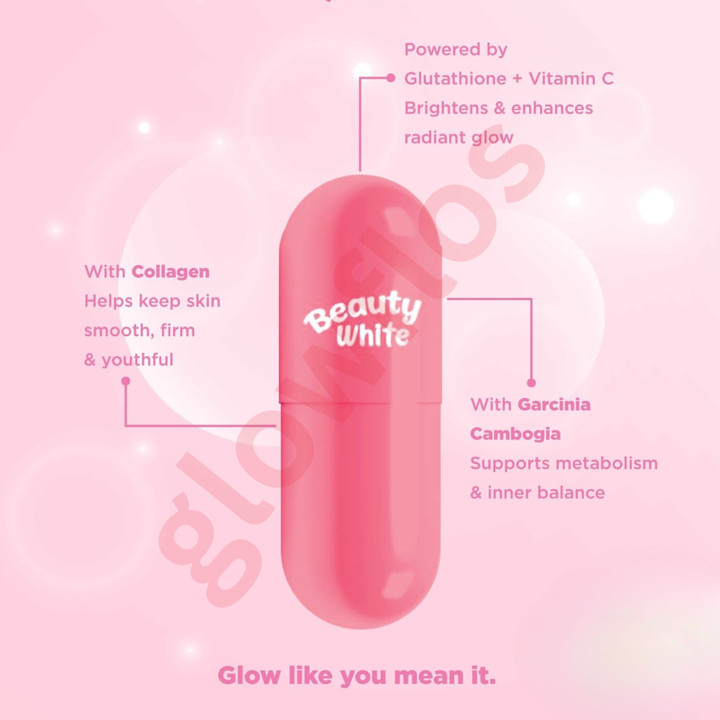 Authentic You Glow Babe Beauty White Capsules Glutathione and Marine Collagen Dietary Supplement with Vitamin C and Garcinia Cambogia for High Potency Full Body Whitening Anti Aging Skin Tightening and Slimming Weight Management