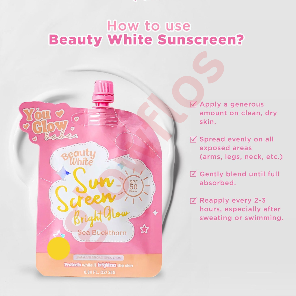 Authentic You Glow Babe Beauty White Sunscreen SPF 50 PA+++ Broad Spectrum Facial Sunblock with Glutathione and Niacinamide for UVA UVB Protection Skin Whitening Weightless Hydration and Non Greasy Glass Skin Finish