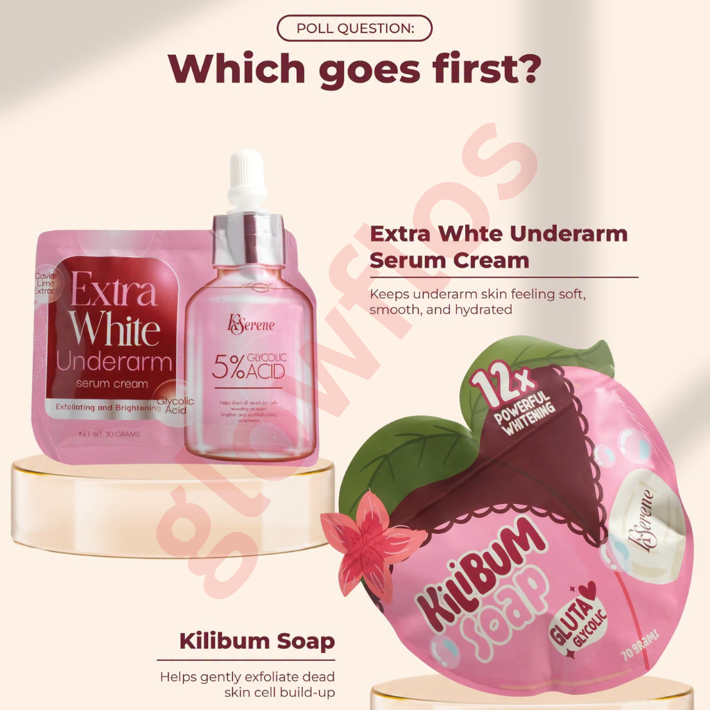 Authentic Kserene Extra White Underarm Serum Cream and Kserene Kilibum Soap Combo Set for High Potency Underarm Whitening Body Acne Treatment Chicken Skin Smoothing and Dark Spot Correction