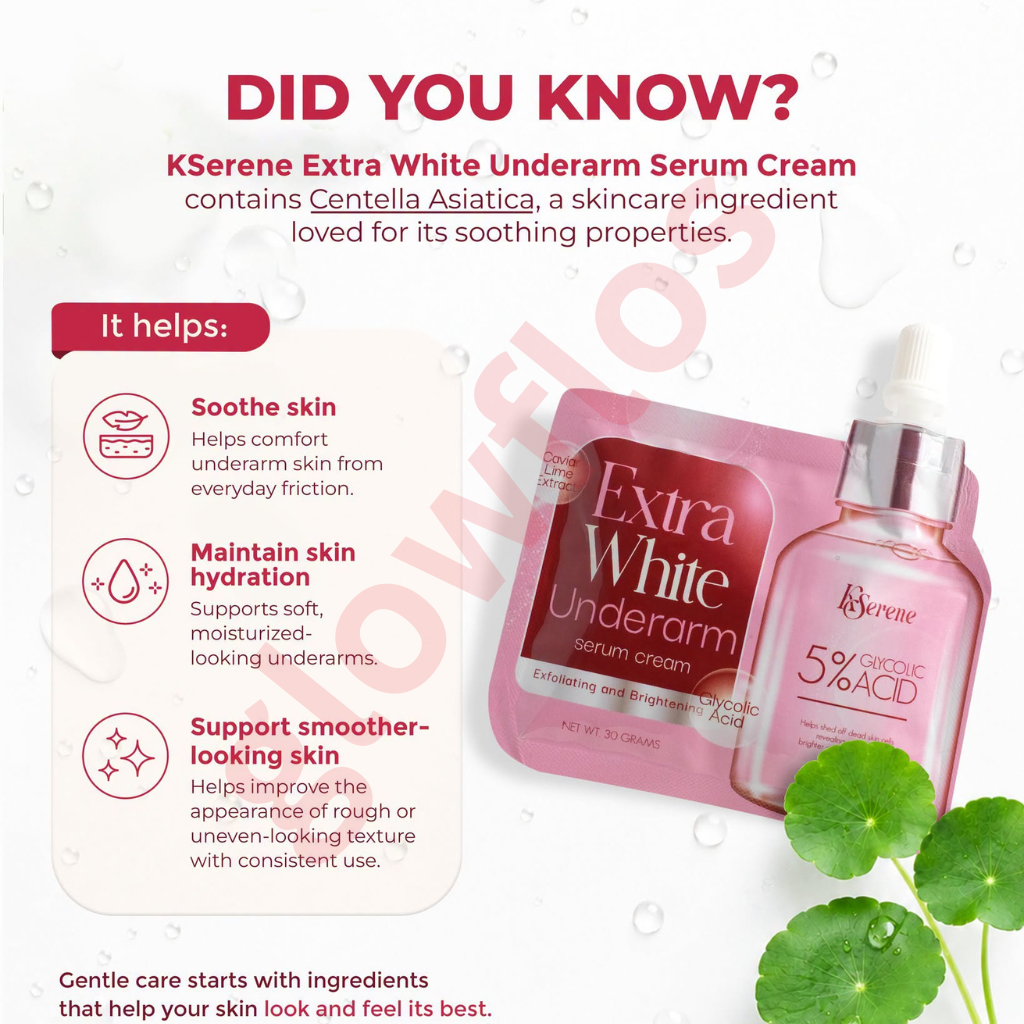 Authentic Kserene Extra White Underarm Serum Cream for High Potency Armpit Whitening Chicken Skin Smoothing Non Sticky Deodorant Odor Protection and Dark Spot Correction