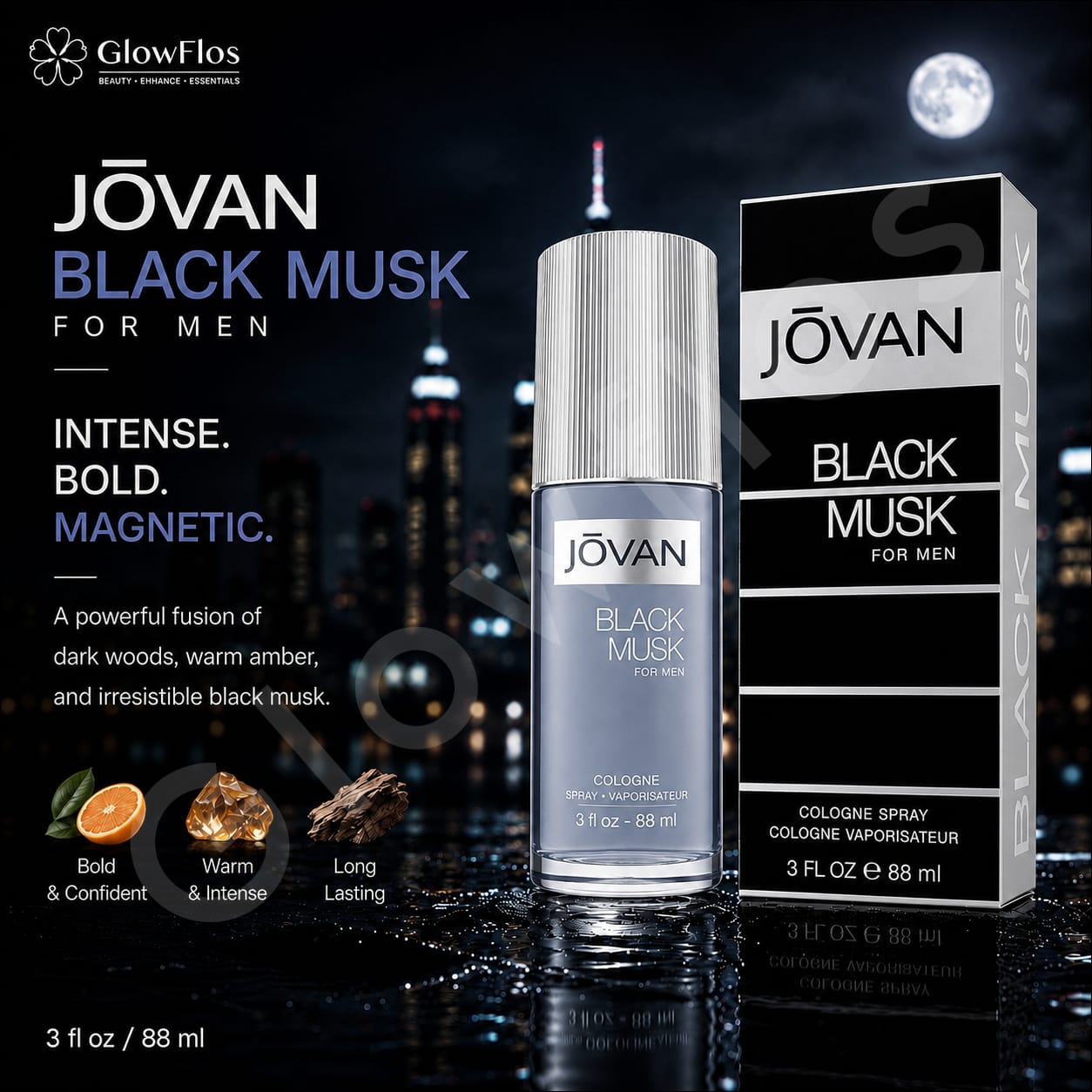 Man applying Jovan Black Musk fragrance