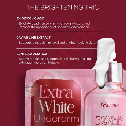 Authentic Kserene Extra White Underarm Serum Cream for High Potency Armpit Whitening Chicken Skin Smoothing Non Sticky Deodorant Odor Protection and Dark Spot Correction