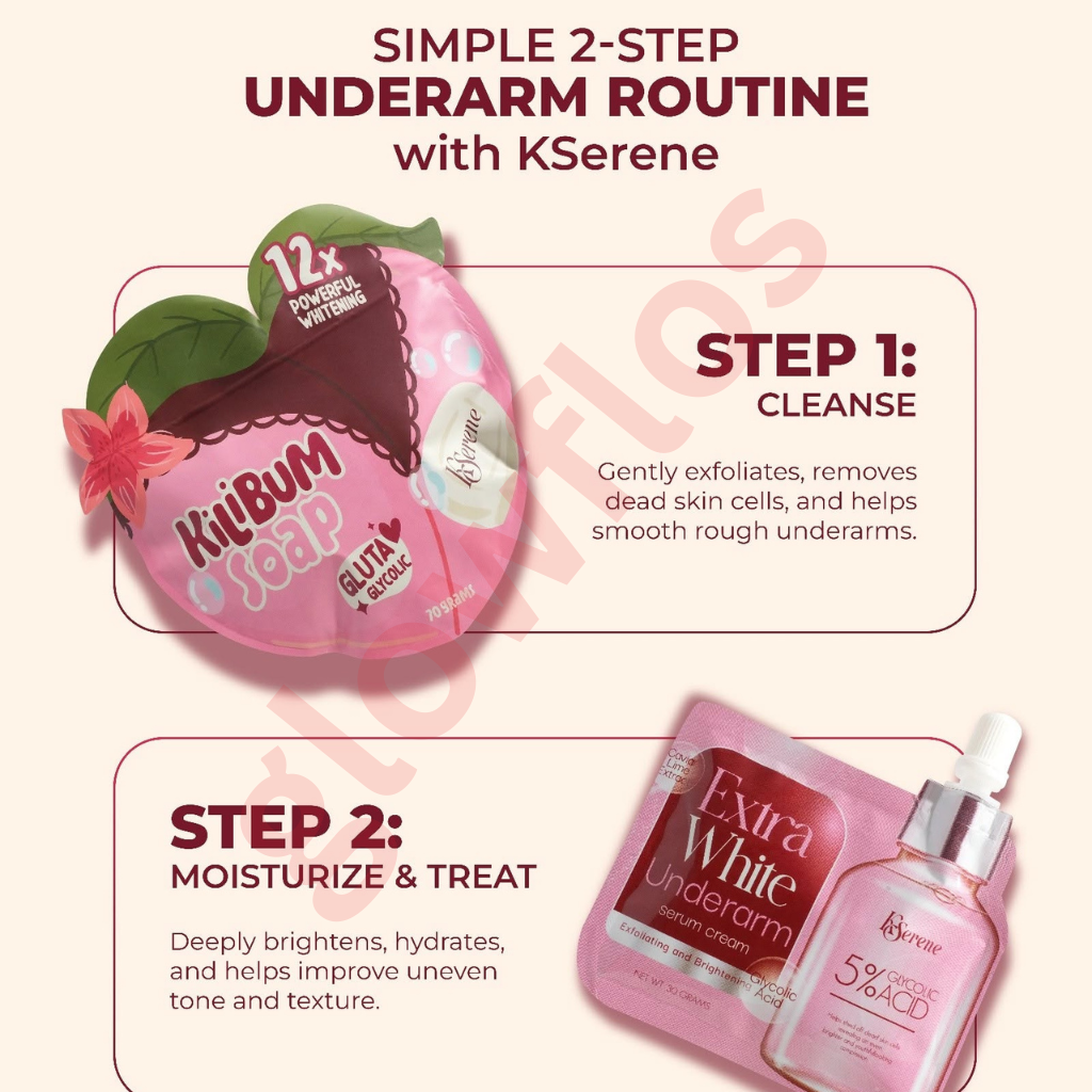 Authentic Kserene Extra White Underarm Serum Cream and Kserene Kilibum Soap Combo Set for High Potency Underarm Whitening Body Acne Treatment Chicken Skin Smoothing and Dark Spot Correction