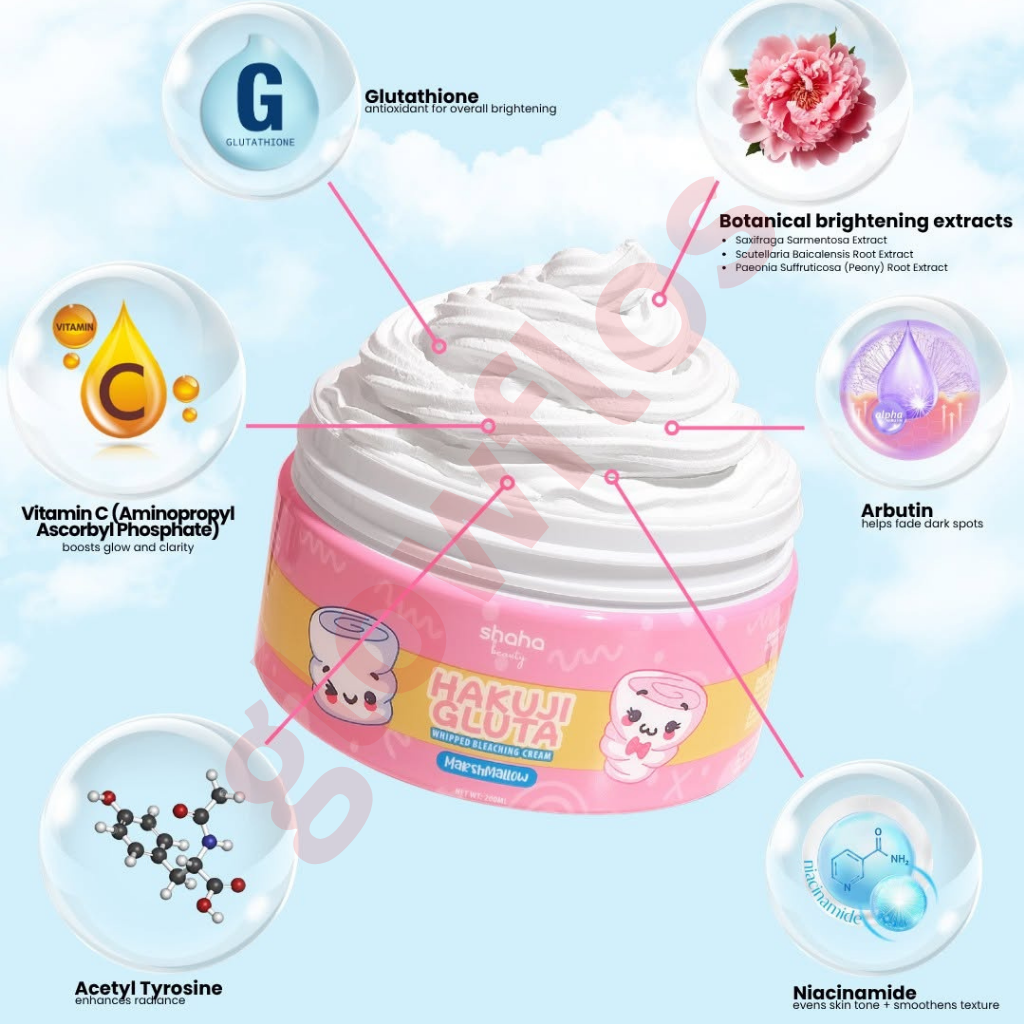 Shaha Beauty Hakuiji Gluta Whipped Bleaching Cream – Marshmallow (200ml)