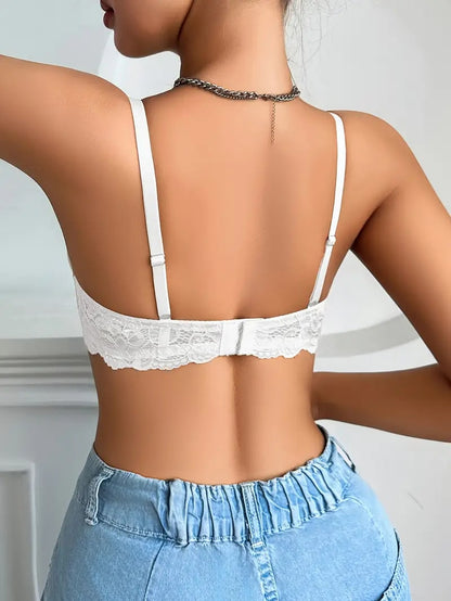 Solid Seamless Floral Lace Underwire Bra