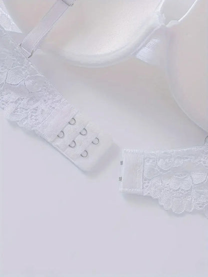 Solid Seamless Floral Lace Underwire Bra