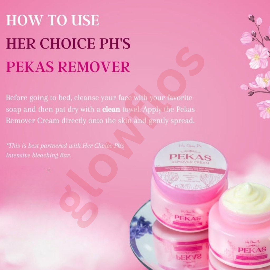 Rich whitening cream texture of Her Choice PH Pekas Cream being applied to facial dark spots