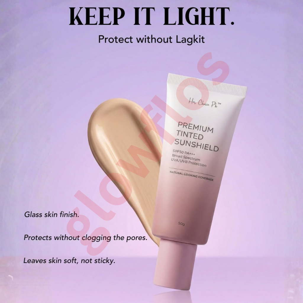 Her Choice Ph tinted sunshield fluid texture being dispensed onto skin showing sheer natural coverage