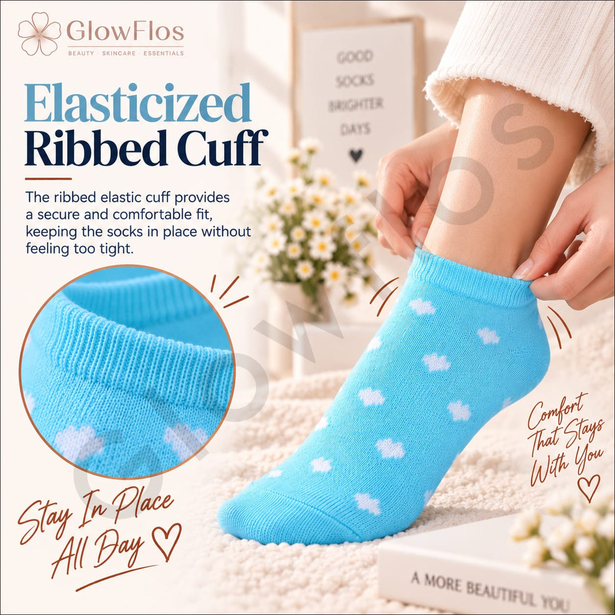 Luxe Heart Print Ankle Socks
