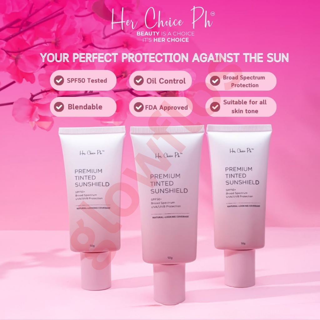 Her Choice Ph tinted sunshield fluid texture being dispensed onto skin showing sheer natural coverage