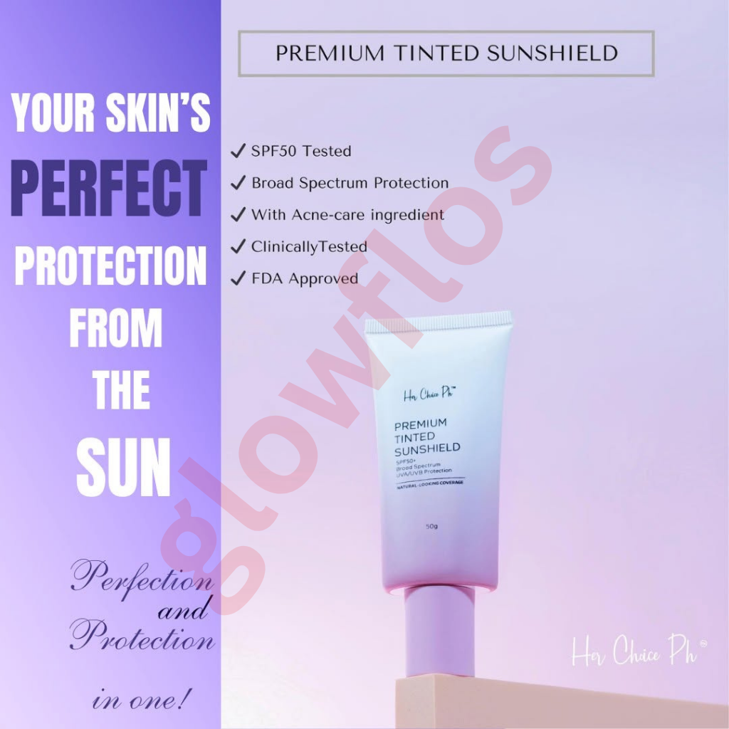 Her Choice Ph tinted sunshield fluid texture being dispensed onto skin showing sheer natural coverage
