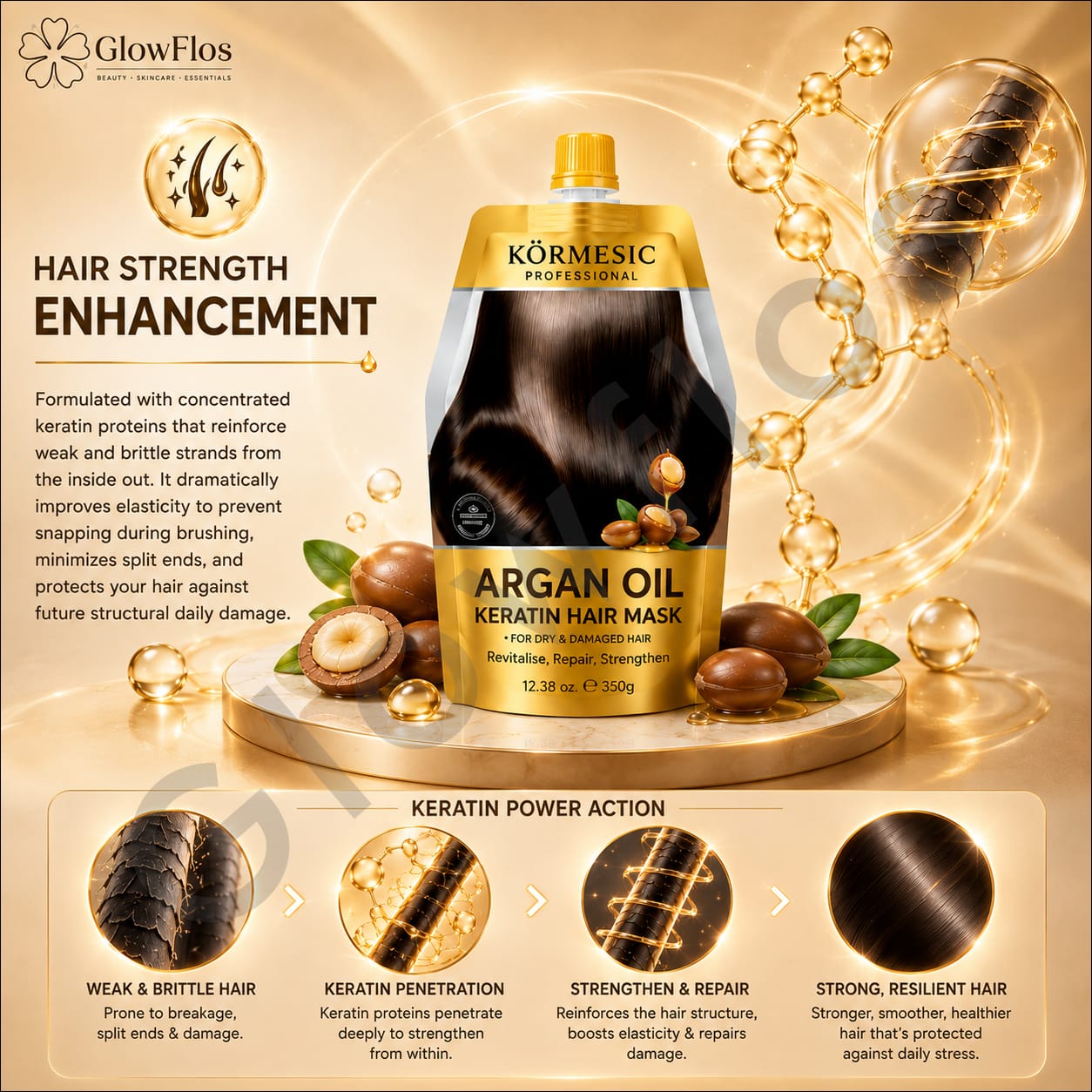 Kormesic Professional Argan Oil Hair Mask 350ml (Deep Hydration & Repair)