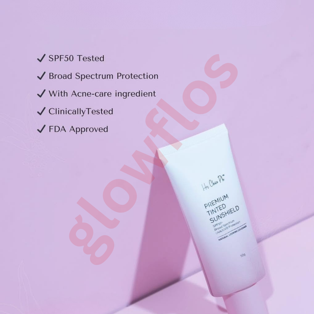 Her Choice Ph tinted sunshield fluid texture being dispensed onto skin showing sheer natural coverage