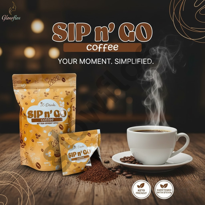 “K-Drinks Sip n’ Go Detox Coffee – premium Arabica slimming detox coffee with L-Carnitine, Psyllium Husk, Chlorella, and Dandelion Extract.”