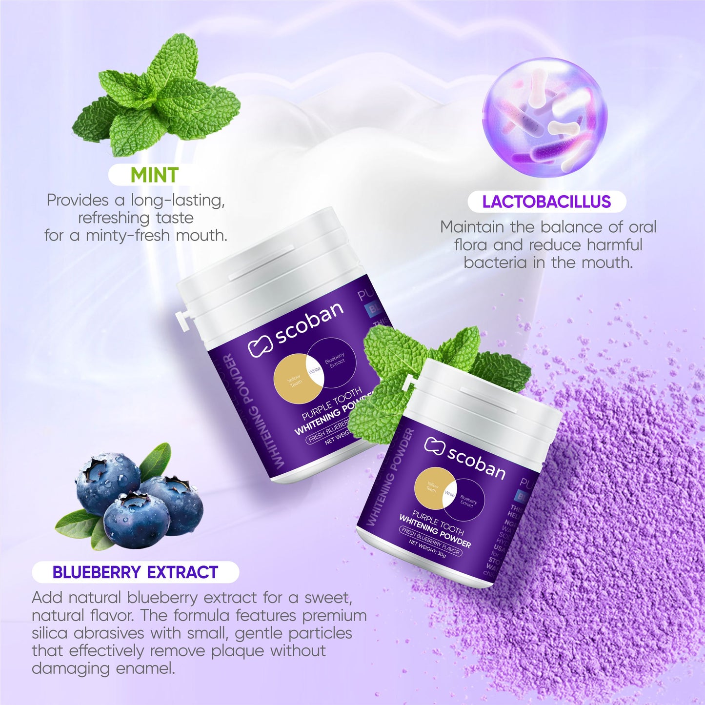 Scoban Purple Tooth Whitening Powder