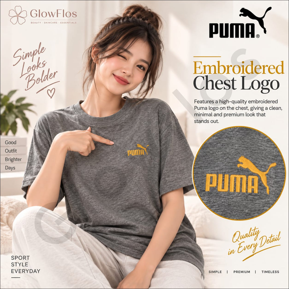 Puma Embroidered Chest Logo Athletic T-Shirt