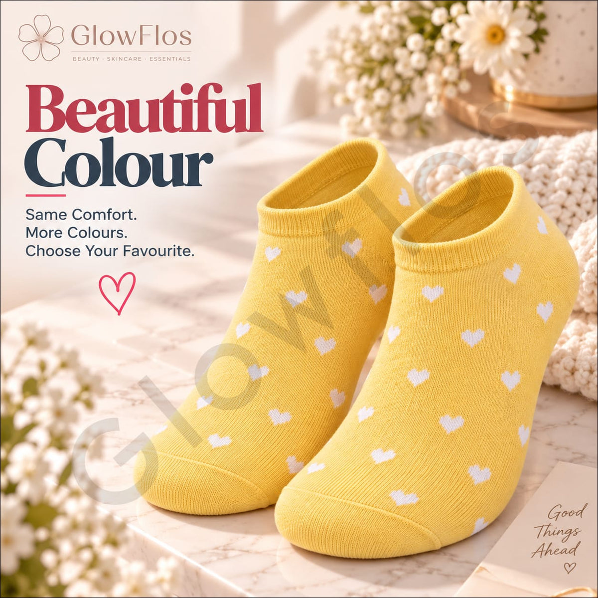 Luxe Heart Print Ankle Socks