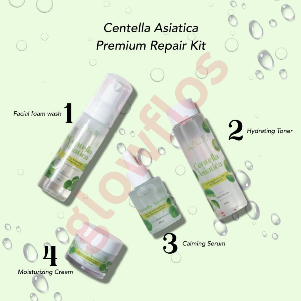 Her Choice PH Cica set items including facial foam wash toner serum and moisturizing cream