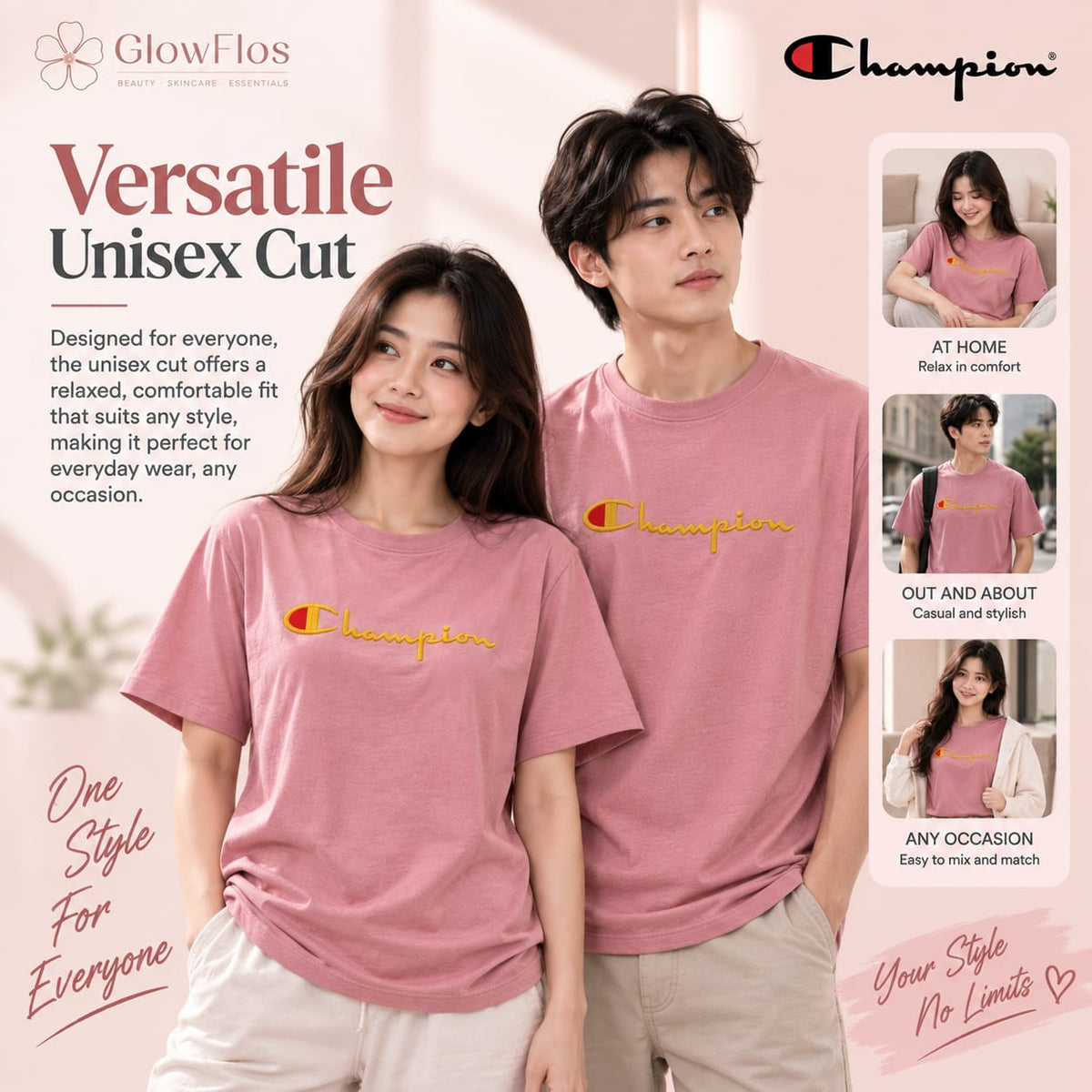 Champion Classic Script Logo Casual T-Shirt