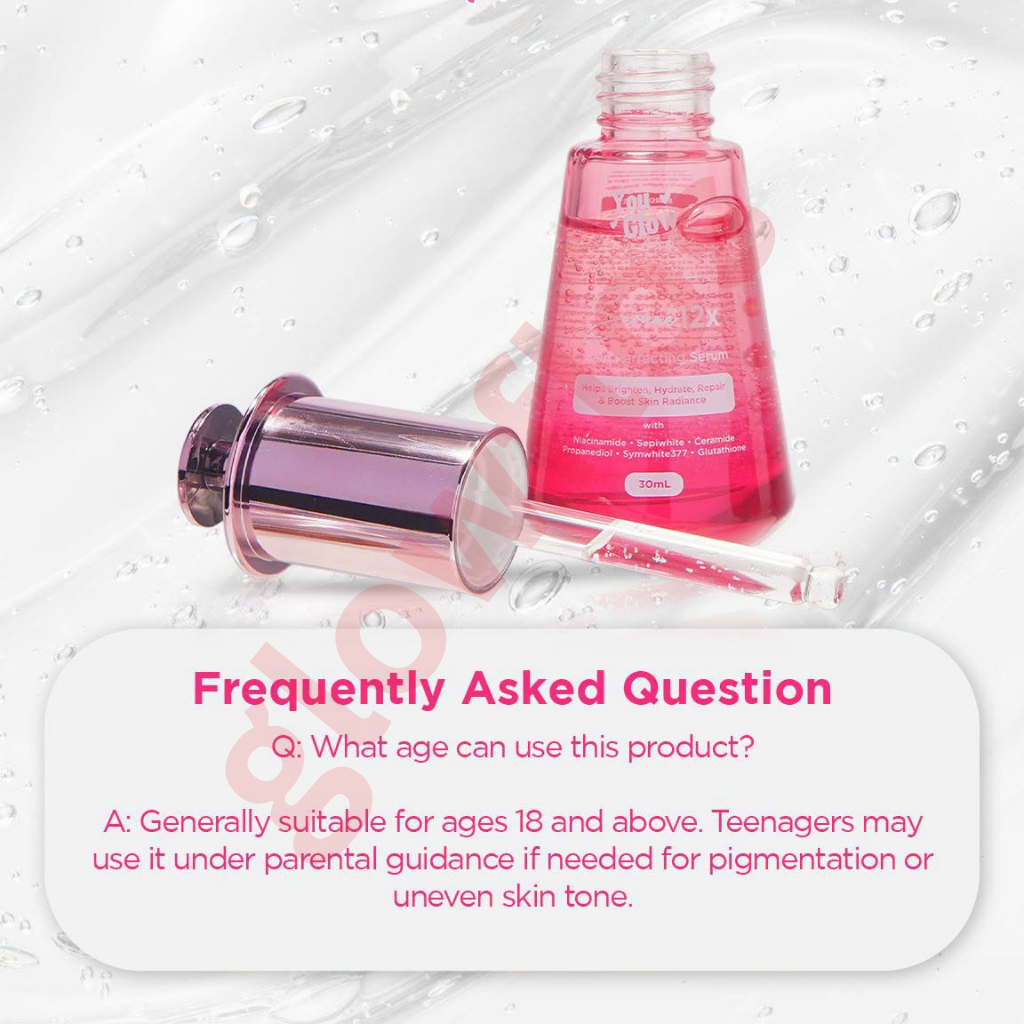 Lightweight clear fluid texture of You Glow Babe 12x skin perfecting serum being applied to face