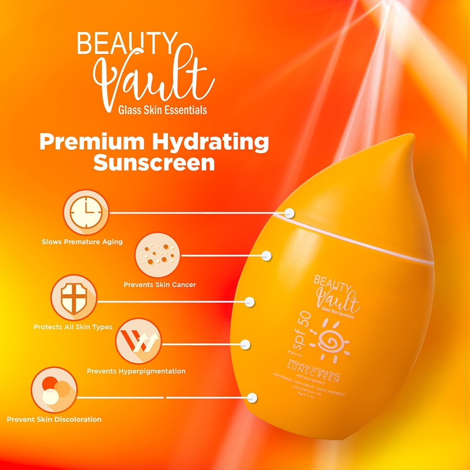 Authentic Beauty Vault Premium Hydrating Sunscreen SPF 50 Broad Spectrum Facial Sunblock for UVA UVB Protection Skin Barrier Hydration Non Greasy Oil Control and Invisible Glass Skin Finish