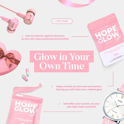 Luna Aura HOPE GLOW Super Capsule dietary supplement for radiant, glowing, and healthy skin