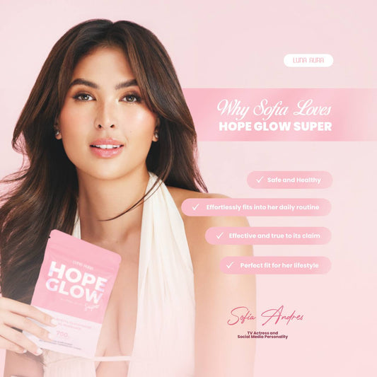Luna Aura HOPE GLOW Super Capsule dietary supplement for radiant, glowing, and healthy skin