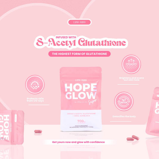 Luna Aura HOPE GLOW Super Capsule dietary supplement for radiant, glowing, and healthy skin
