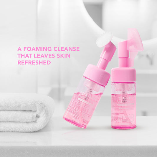 Authentic Brilliant Skin Essentials Foaming Cleanser AHA BHA Facial Wash with Silicone Massage Brush for Deep Pore Exfoliation Acne Control and Radiant Glass Skin