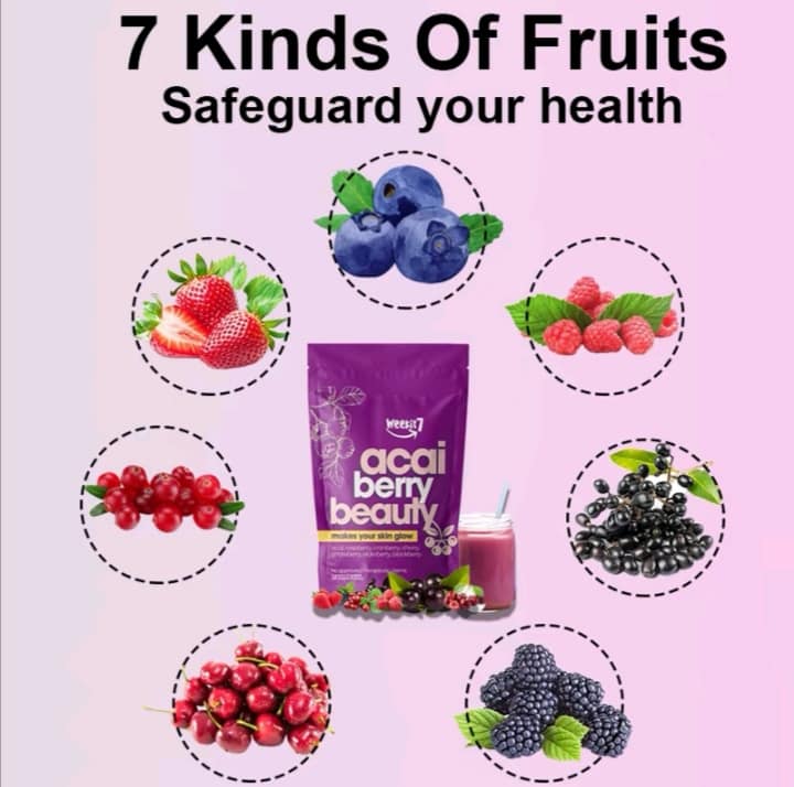 “Acai Berry Beauty detox drink powder for weight loss, skin glow, whitening, and slimming supplement.”