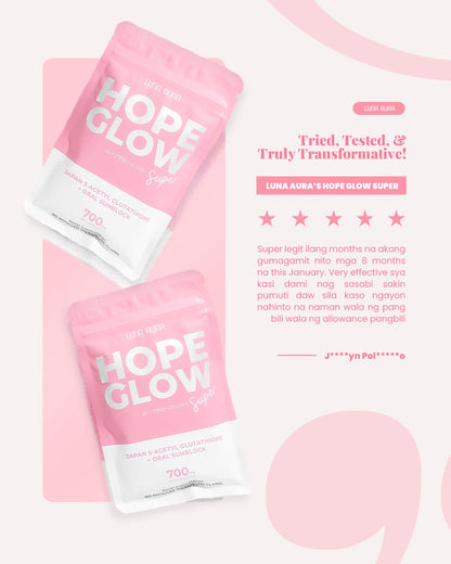 Luna Aura HOPE GLOW Super Capsule dietary supplement for radiant, glowing, and healthy skin