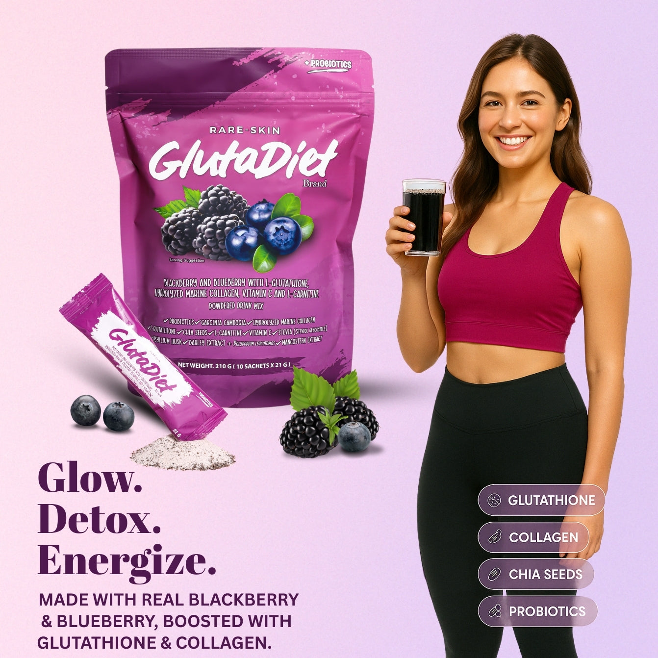 Rare Skin Glutadiet dietary supplement for daily wellness and healthy-looking skin