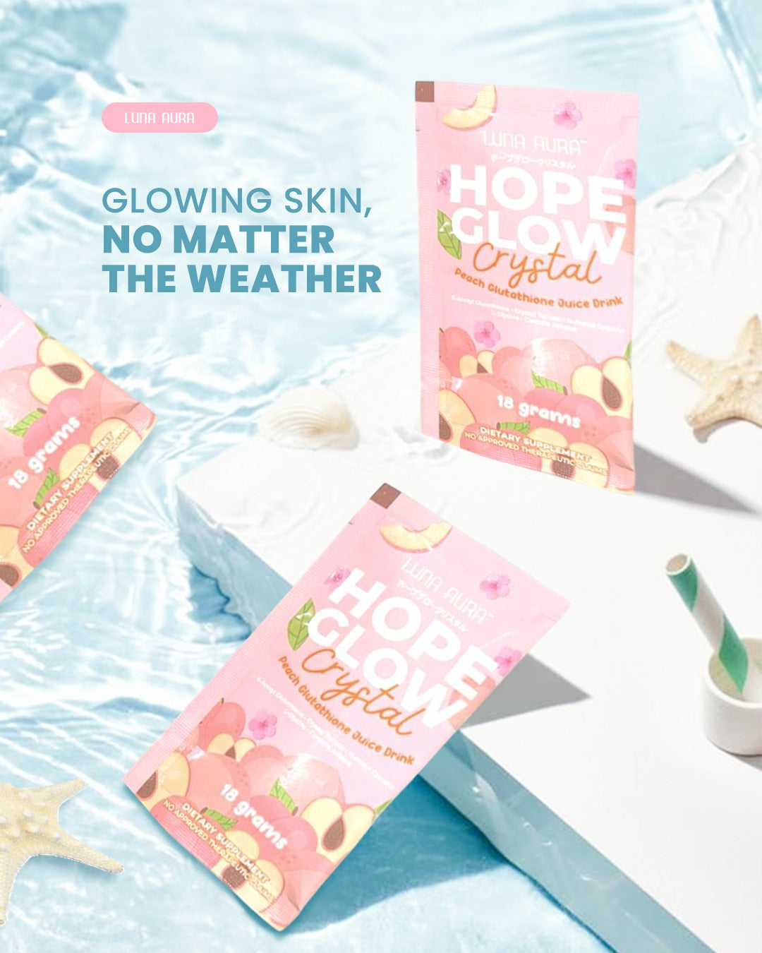 Hope Glow Crystal Peach refreshing peach-flavored sparkling drink for daily wellness
