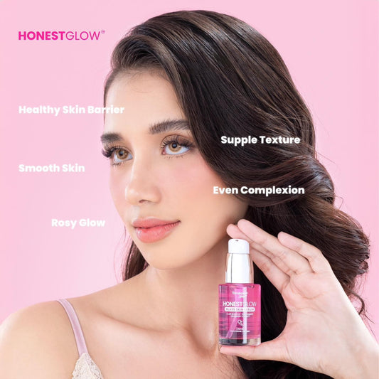 Authentic Honest Glow Glass Skin Serum Facial Brightening Booster for Intense Hydration Pore Refining Dark Spot Correction and Luminous Poreless Complexion
