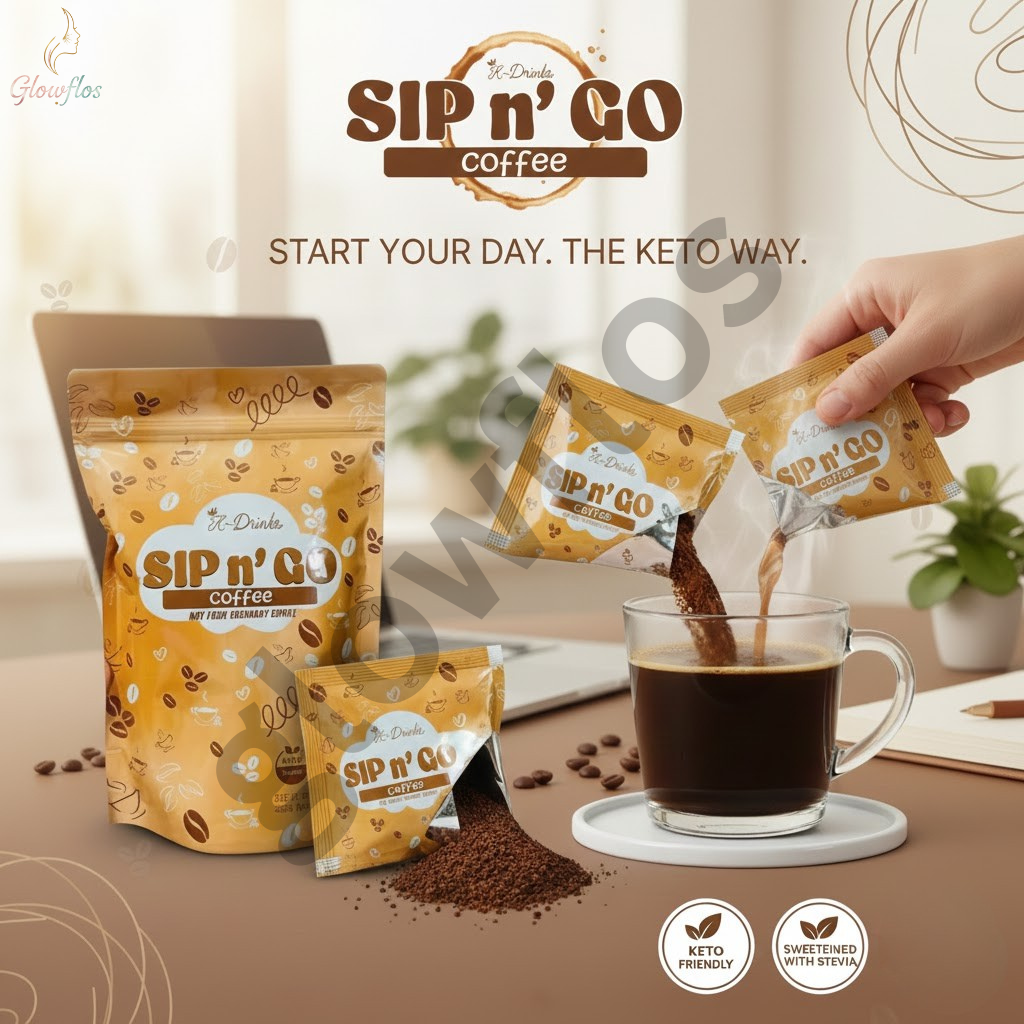 “K-Drinks Sip n’ Go Detox Coffee – premium Arabica slimming detox coffee with L-Carnitine, Psyllium Husk, Chlorella, and Dandelion Extract.”