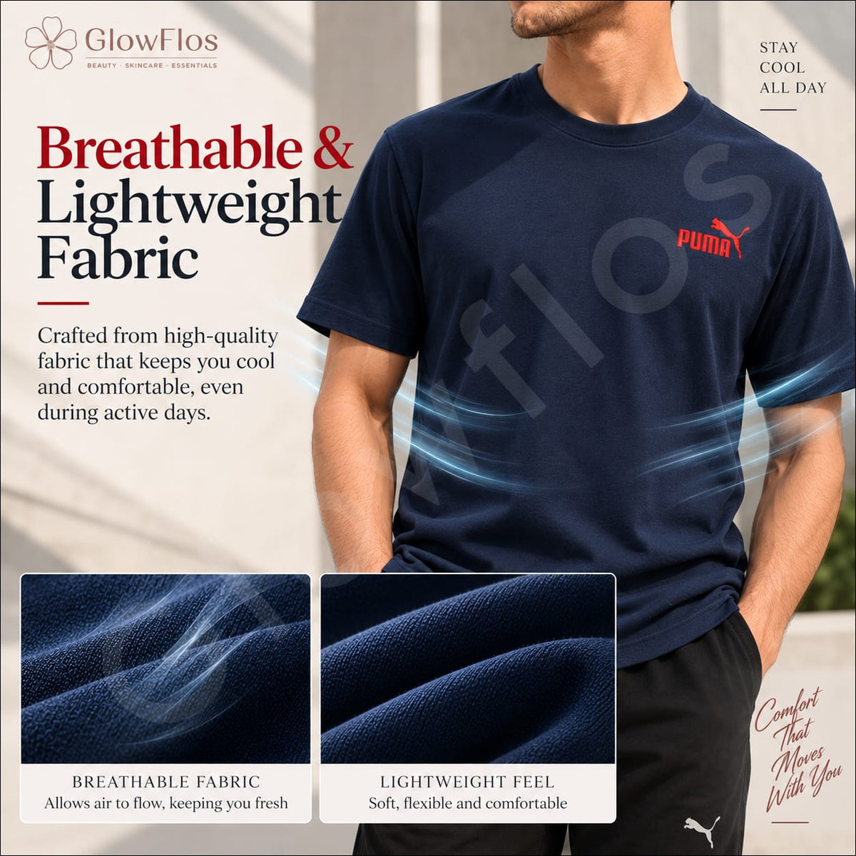 Puma Embroidered Chest Logo Athletic T-Shirt