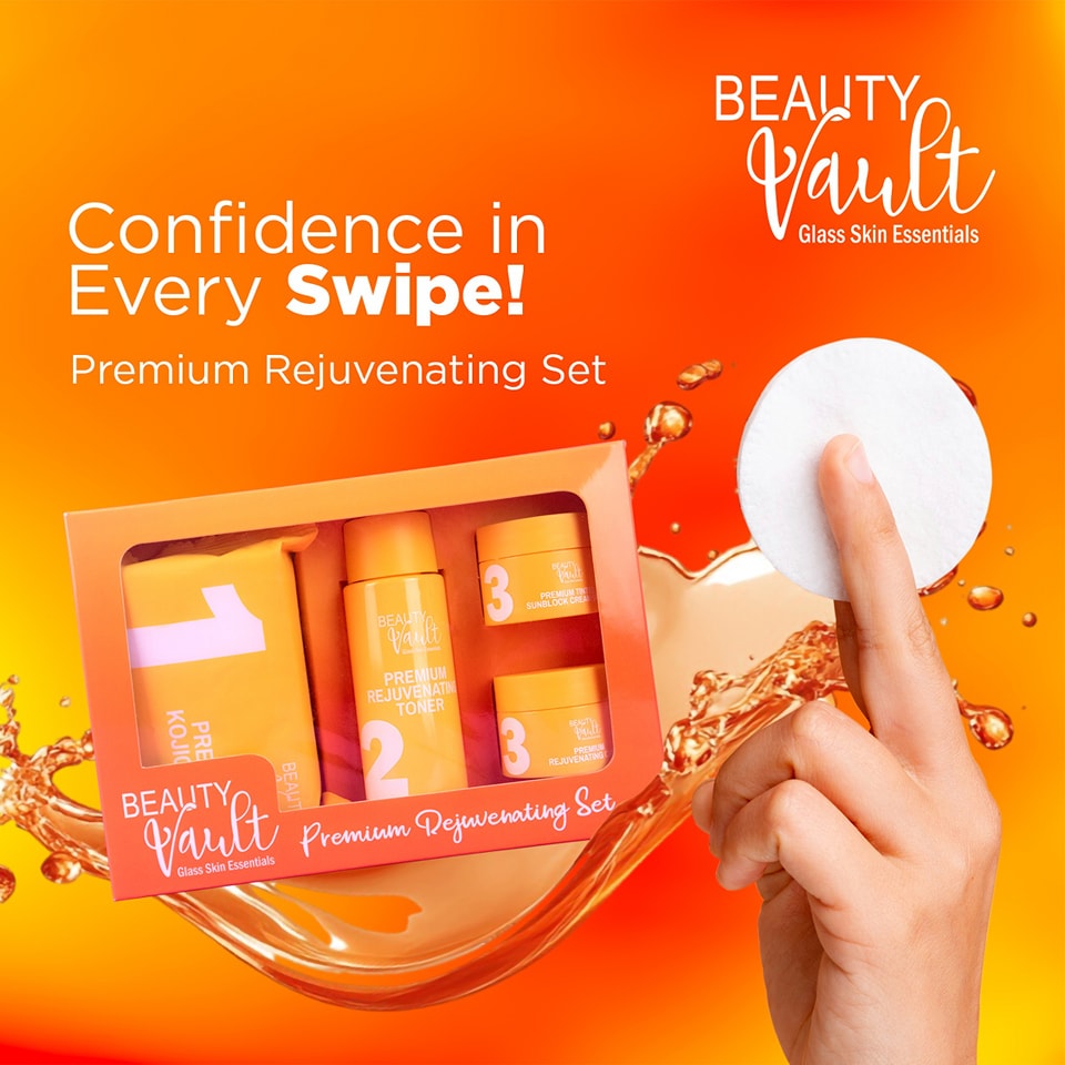 Authentic Beauty Vault Glass Skin Rejuvenating Set 4-in-1 Intensive Skincare Kit with Kojic Soap Toner Rejuvenating Night Cream and Tinted Sunblock SPF 45 for Advanced Acne Treatment Dark Spot Peeling and Flawless Glass Skin