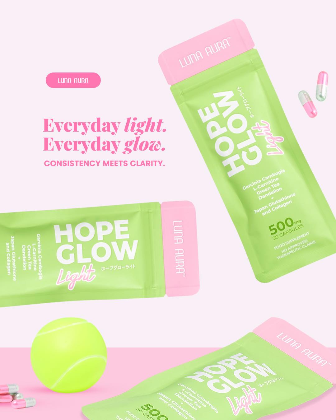 Luna Aura Hope Glow Light skincare product for radiant, glowing, and healthy-looking skin