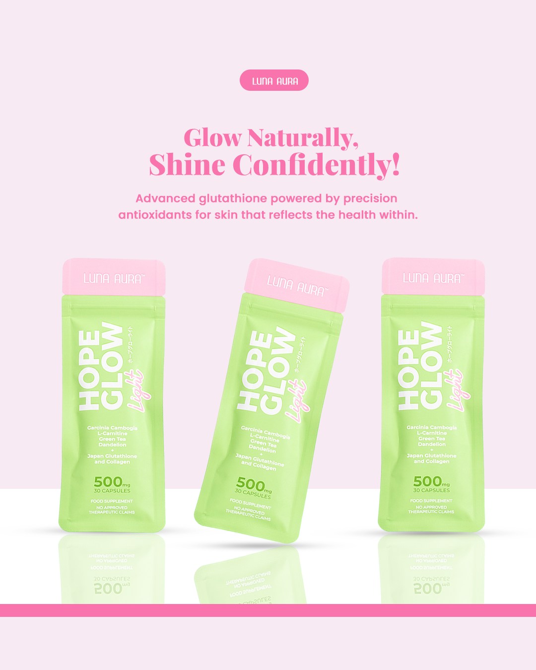 Luna Aura Hope Glow Light skincare product for radiant, glowing, and healthy-looking skin