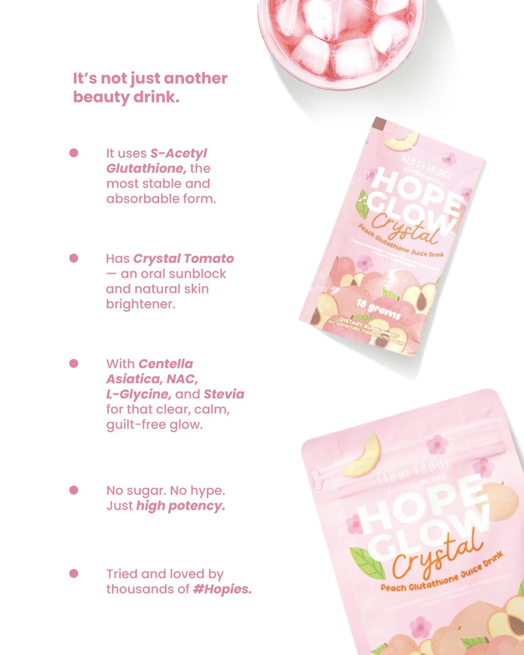 Hope Glow Crystal Peach refreshing peach-flavored sparkling drink for daily wellness
