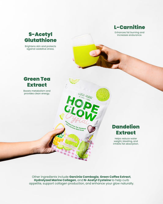 Hope Glow Crystal Honeydew Green Tea refreshing green tea drink with sweet honeydew flavor